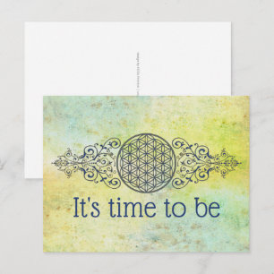 Flower Of Life - Vintage Ornaments blue gold Postcard