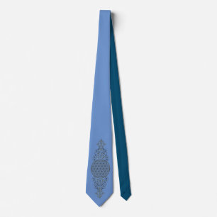 Flower Of Life - Vintage Ornaments blue gold Tie