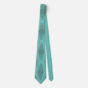Flower Of Life - Vintage Ornaments blue gold Tie