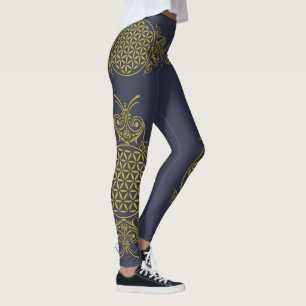 Flower Of Life - vintage ornaments gold 1 Leggings
