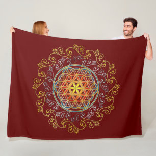 Flower Of Life - Vintage Ornaments Mandala 1 Fleece Blanket