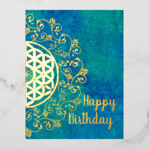 Flower Of Life - Vintage Ornaments Mandala 1 Foil Holiday Postcard