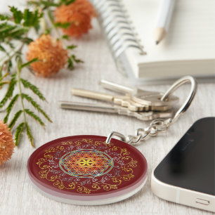 Flower Of Life - Vintage Ornaments Mandala 1 Key Ring