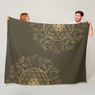 Flower Of Life - Vintage Ornaments Mandala 2 Fleece Blanket