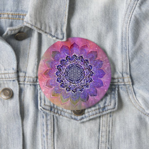 Flower Of Life - Vintage Style Galaxy Space 1 10 Cm Round Badge