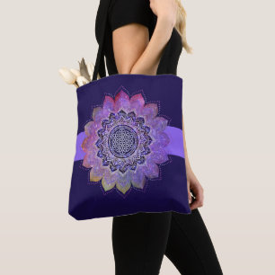 Flower Of Life - Vintage Style Galaxy Space 1 Tote Bag
