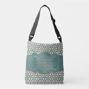 Flower of Life - vintage X & stamp pattern BG 1 Crossbody Bag