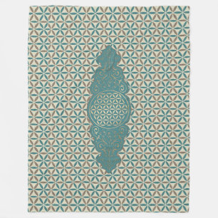 Flower of Life - vintage X & stamp pattern BG 1 Fleece Blanket