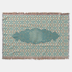 Flower of Life - vintage X & stamp pattern BG 1 Throw Blanket