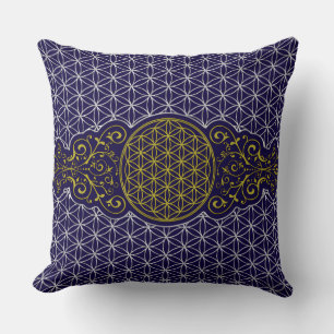 Flower of Life - vintage XI & silver pattern Cushion