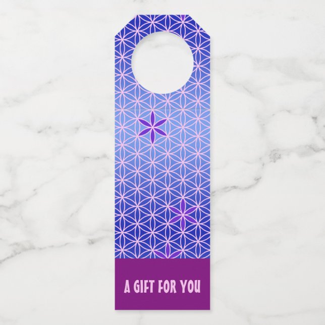 FLOWER OF LIFE - violet pink pattern Bottle Tag (Front)