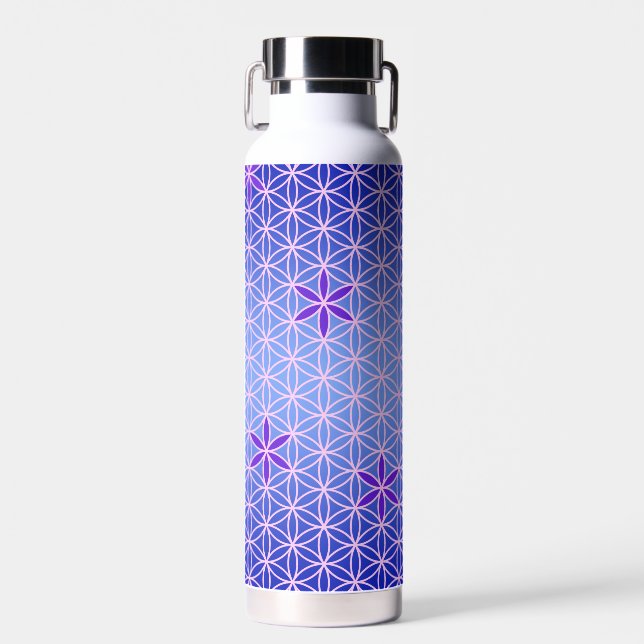 FLOWER OF LIFE - violet pink pattern Water Bottle (Front)