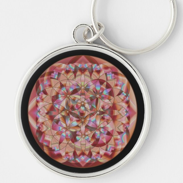 Flower of Life Warm Tones Key Ring (Front)
