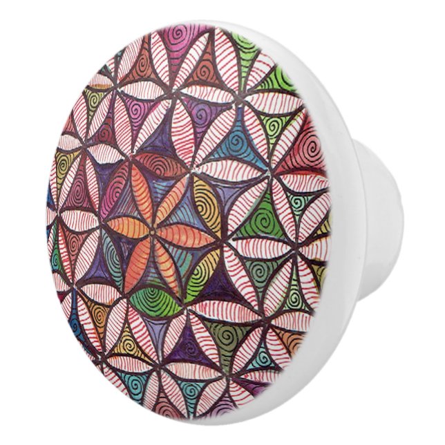Flower of Life Watercolor art Ceramic Knob (Right)