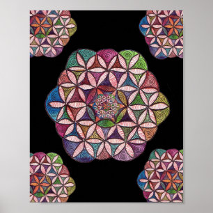 Flower of Life Watercolor Art Poster