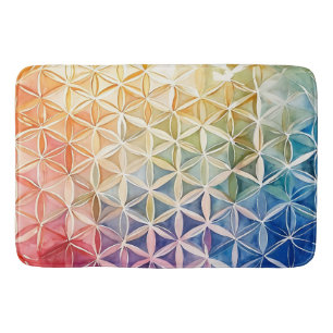 Flower of Life - Watercolor Painting Bath Mat