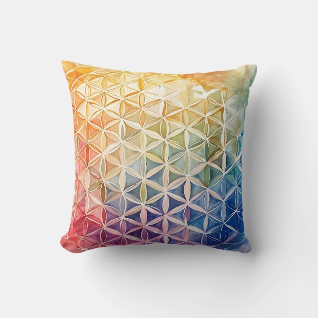 Flower of Life - Watercolor Painting Cushion (Front)
