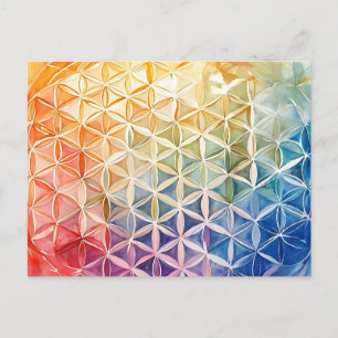 Flower of Life - Watercolor Painting Postcard