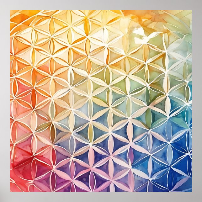 Flower of Life - Watercolor Painting Poster (Front)