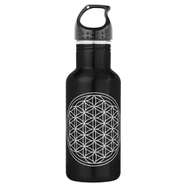 FLOWER OF LIFE - white 532 Ml Water Bottle (Front)