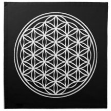 Flower of Life White Crystal Grid Black Cloth