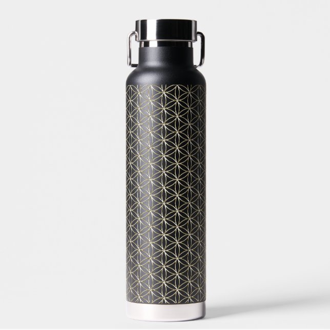 Flower Of Life - white gold pattern Water Bottle (Front)
