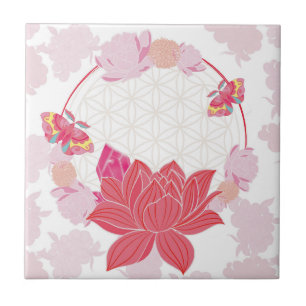 Flower of Life with Lotus Ceramic Tile
