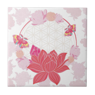 Flower of Life with Lotus Ceramic Tile