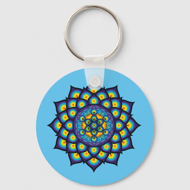 Flower of Life with Metatron's Cube Key Ring (Front)