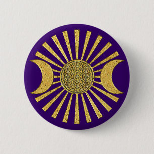Flower Of Life with Moon 6 Cm Round Badge