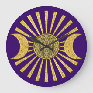 Flower Of Life with Moon Large Clock