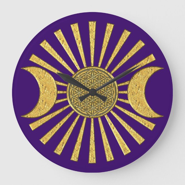 Flower Of Life with Moon Large Clock (Front)