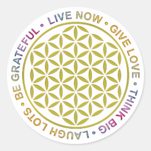 Flower Of Life with Rules Of Life Classic Round Sticker