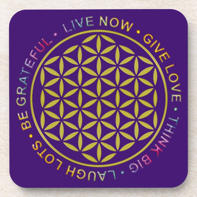 Flower Of Life with Rules Of Life Coaster (Front)