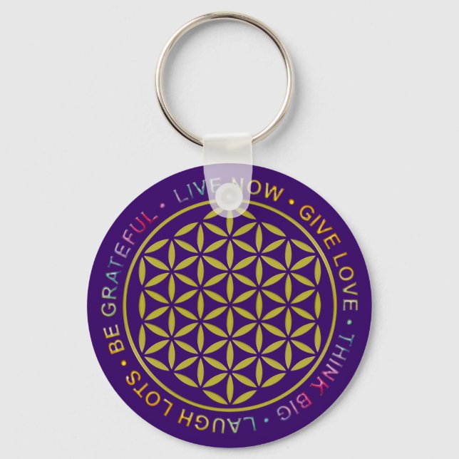 Flower Of Life with Rules Of Life Key Ring (Front)