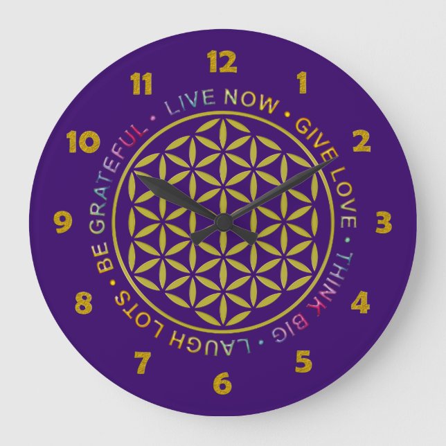 Flower Of Life with Rules Of Life Large Clock (Front)