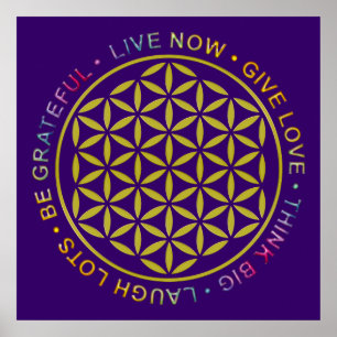 Flower Of Life with Rules Of Life Poster
