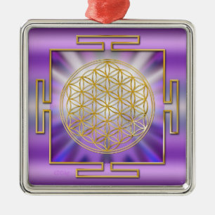 Flower Of Life Yantra Metal Ornament