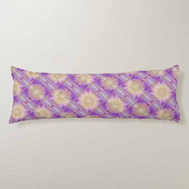 FLOWER OF LIFE - Yantra seamless pattern  Body Cushion (Front)