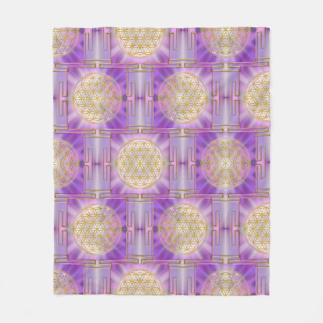 FLOWER OF LIFE - Yantra seamless pattern Fleece Blanket (Front)