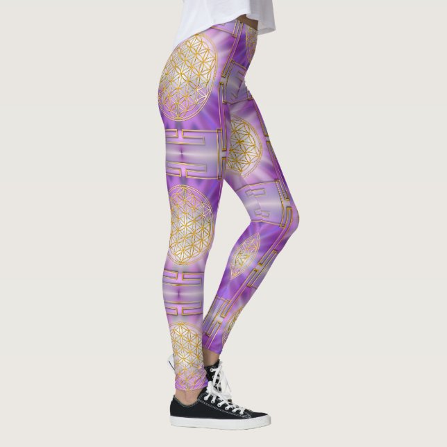 FLOWER OF LIFE - Yantra seamless pattern Leggings (Right)