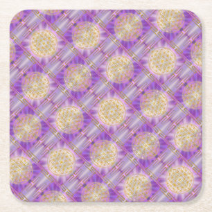 FLOWER OF LIFE - Yantra seamless pattern Square Paper Coaster