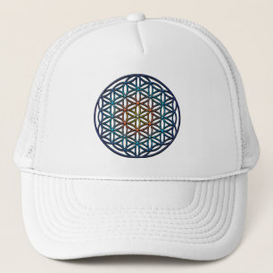 Flower of Life (yellow orange blue gradient) Trucker Hat