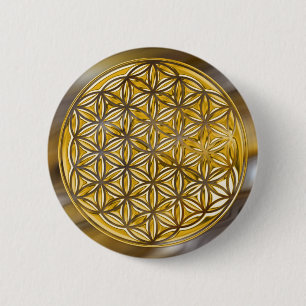Flower Of Live / full gold 6 Cm Round Badge