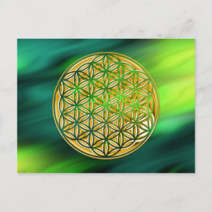 Flower Of Live / full gold green waves Postcard