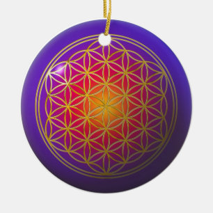 Flower Of Live / gold violet Ceramic Tree Decoration