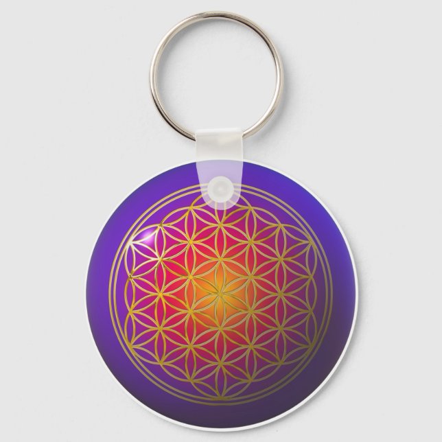 Flower Of Live / gold violet Key Ring (Front)