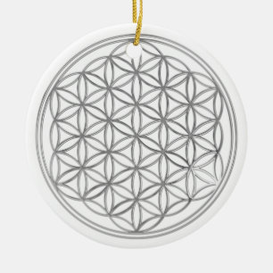 Flower Of Live / silver Ceramic Tree Decoration
