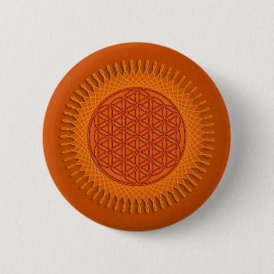 Flower Of Live / sun design 6 Cm Round Badge