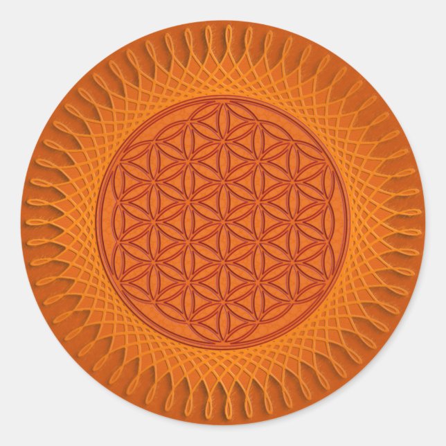Flower Of Live - sun - seamless pattern 1 Classic Round Sticker (Front)